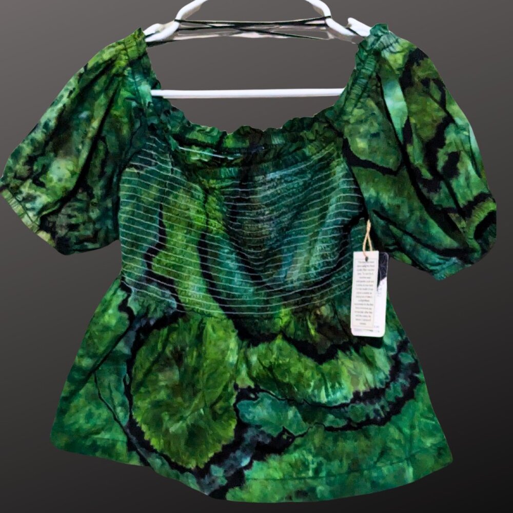 FREE Shipping! NWT Super Cute Hand Dyed Smocked off the shoulder baby doll top
